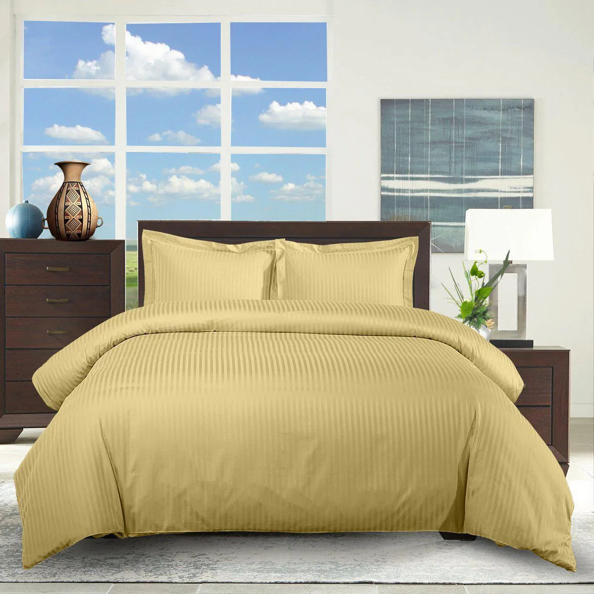 100% Cotton 300 Thread Count Striped Duvet Cover Sets