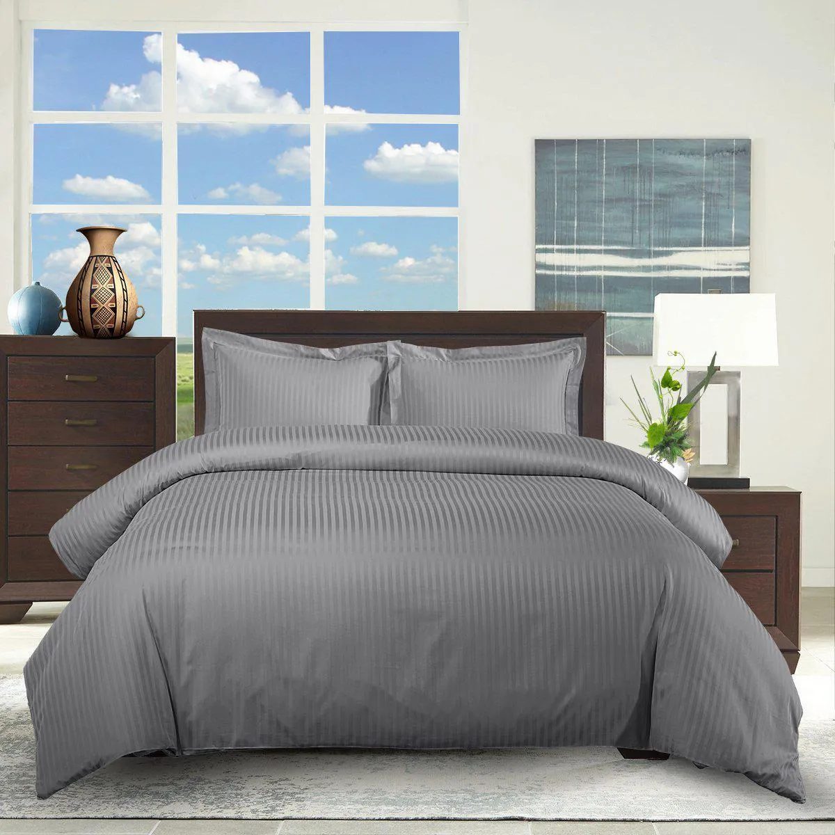 100% Cotton 300 Thread Count Striped Duvet Cover Sets