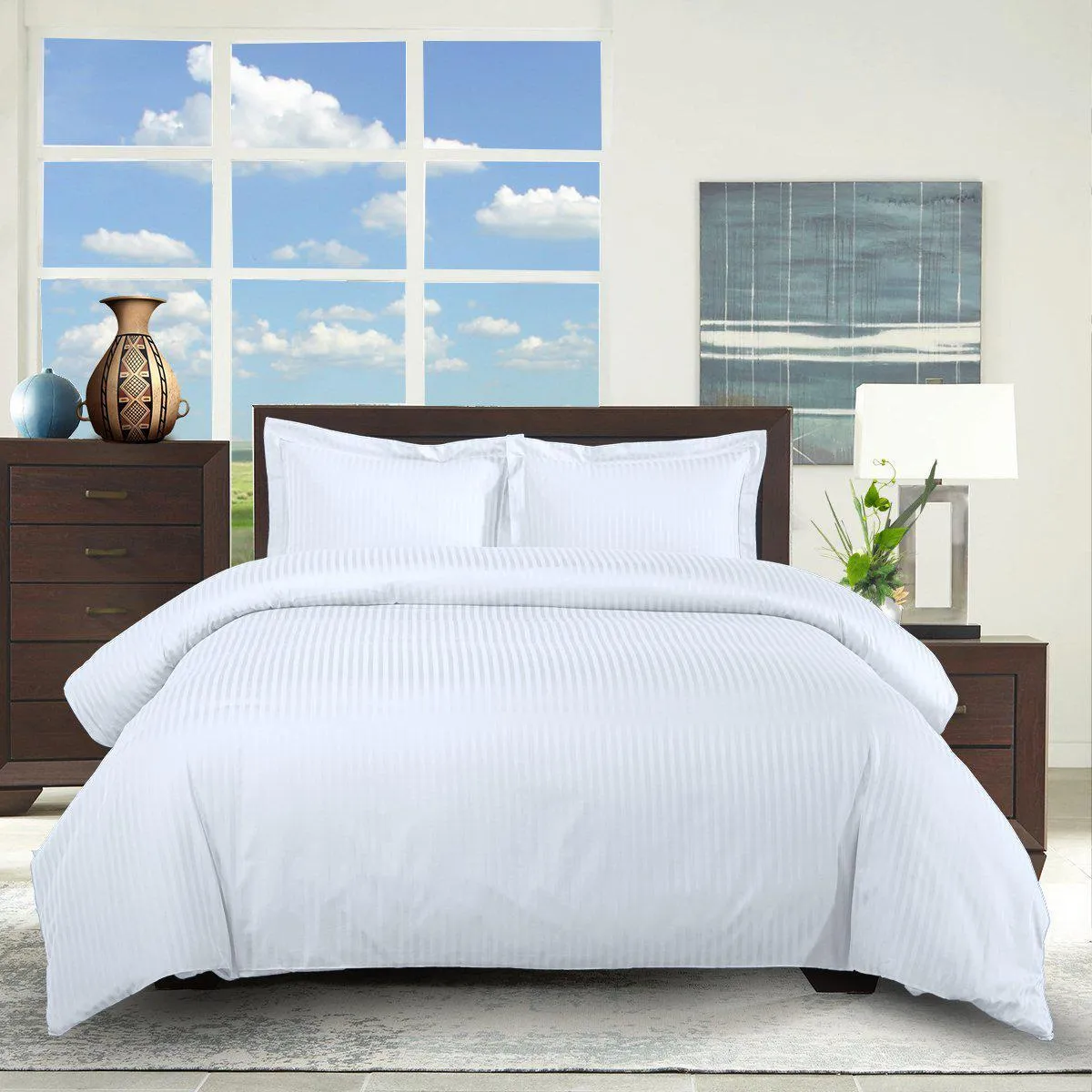 100% Cotton 300 Thread Count Striped Duvet Cover Sets