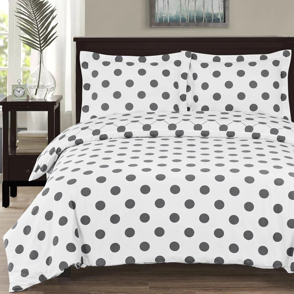 100% Cotton Percale Polka Dots Duvet Cover Set