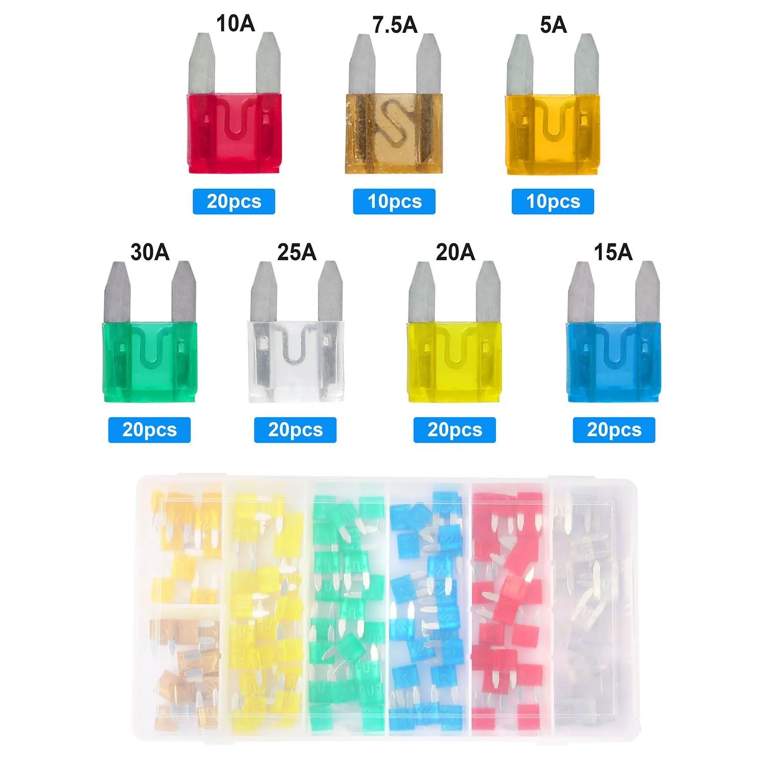 120-Pieces: Mini Auto Blade Fuse Set