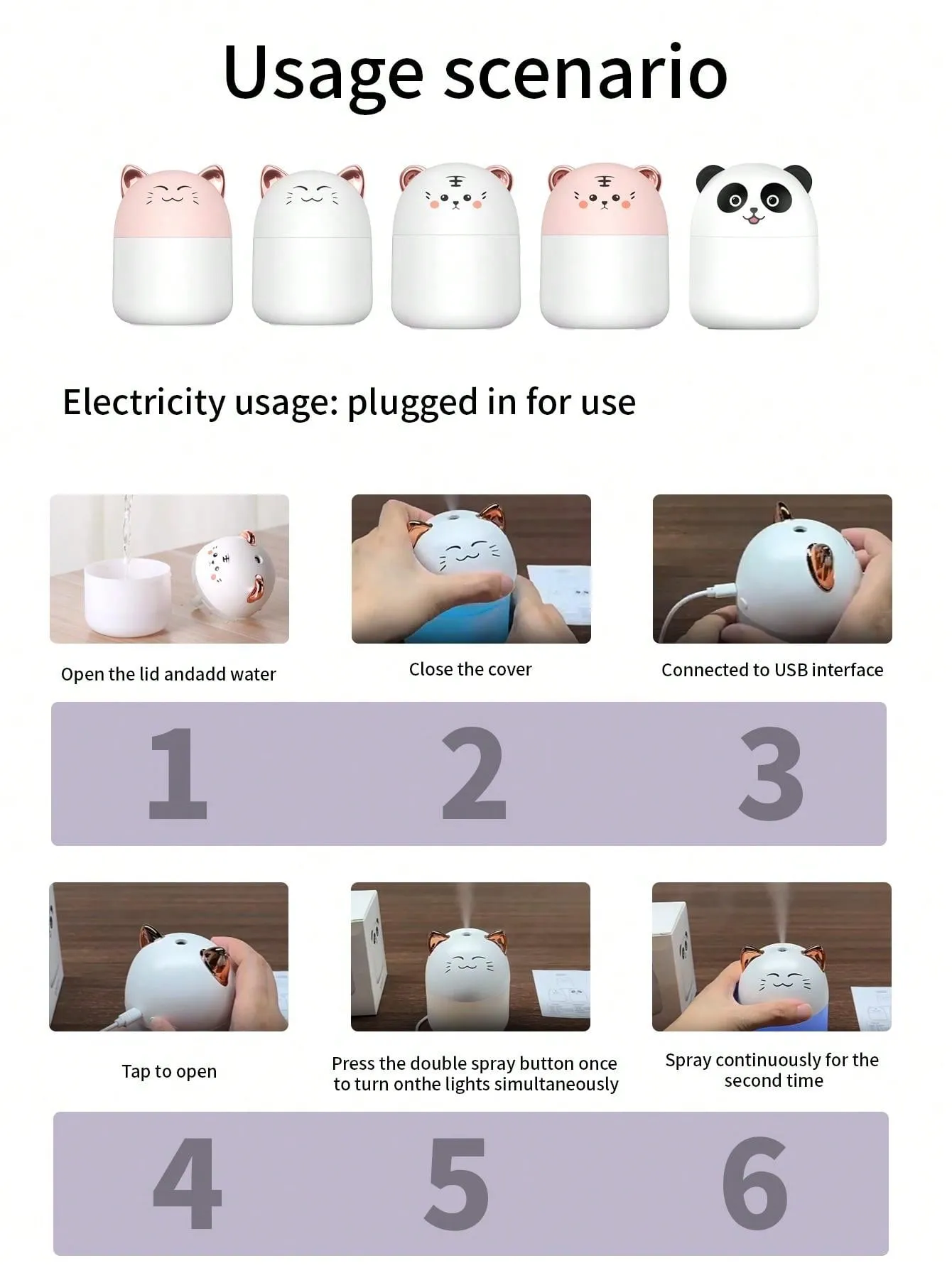 1pc Usb Air Humidifier Night Light For Home Dormitory Cute Student Gift Mini Office Desktop Portable Car Sprayer