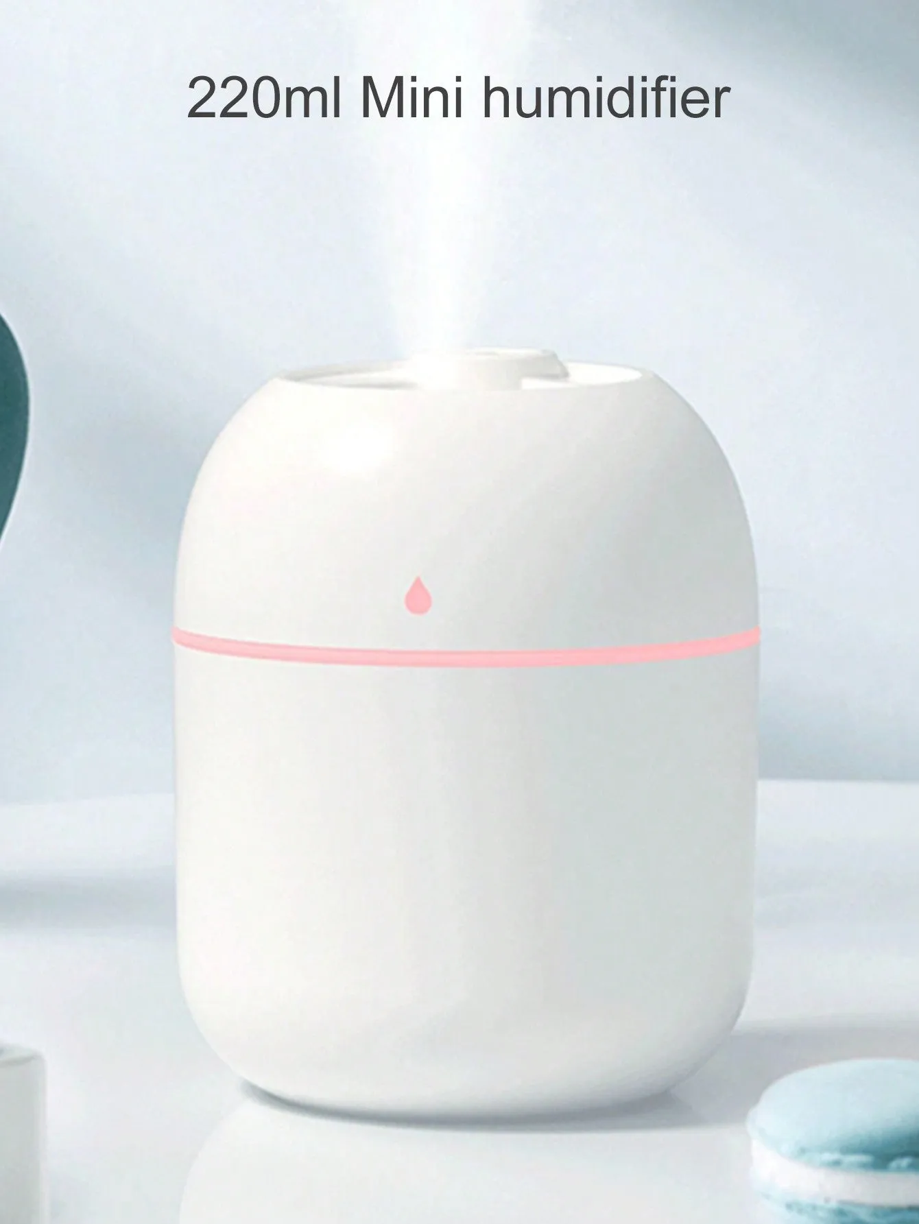 1pc Usb-powered 220ml Mini Droplet-shaped Portable Air Humidifier & Essential Oil Diffuser, Car & Home Use, Suitable For Office & Home