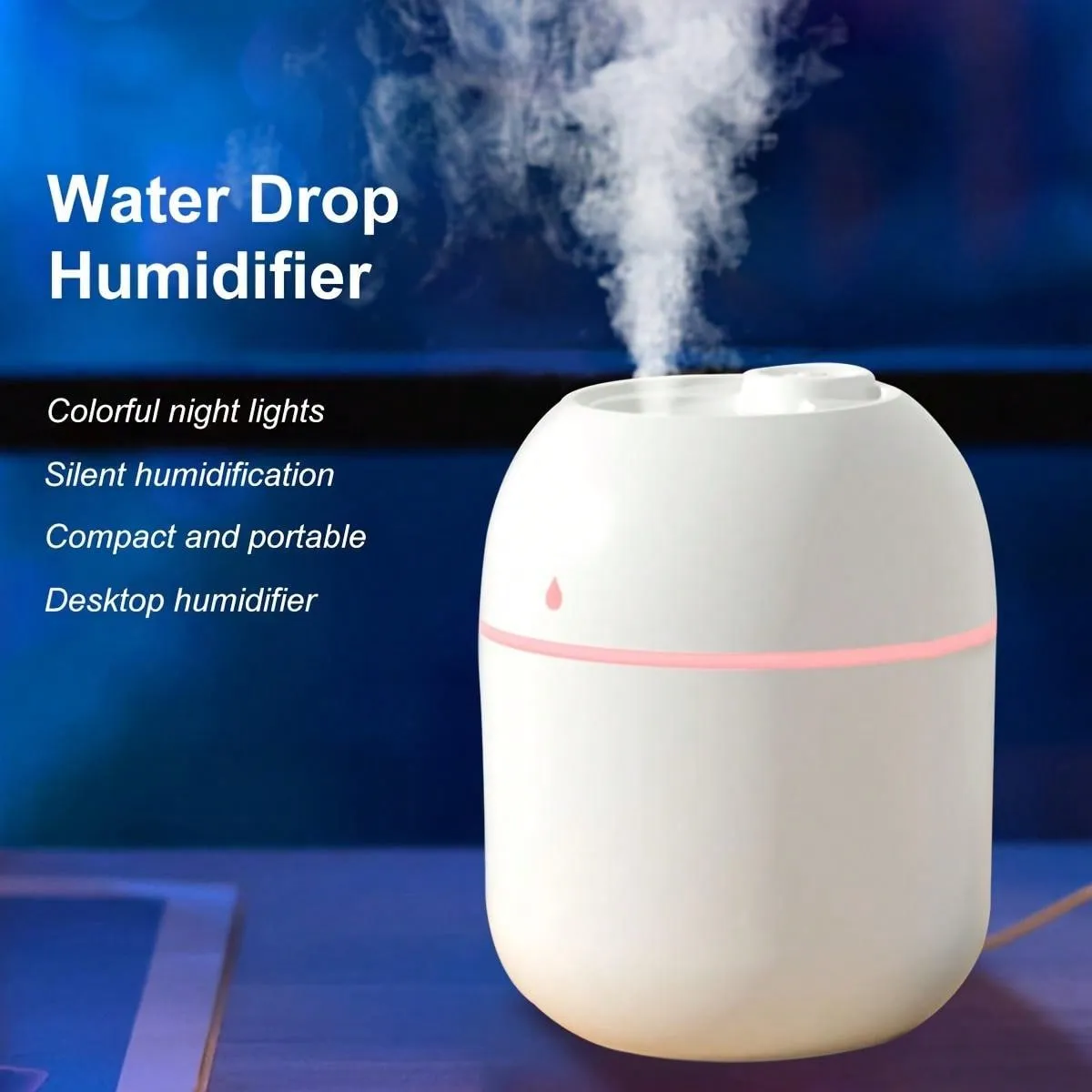 1pc Usb-powered 220ml Mini Droplet-shaped Portable Air Humidifier & Essential Oil Diffuser, Car & Home Use, Suitable For Office & Home