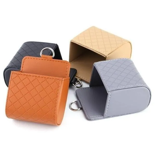 2-Pack: Universal Car Mobile Phone Bag PU Leather Car Auto Air Outlet Coin Bag Case