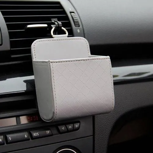 2-Pack: Universal Car Mobile Phone Bag PU Leather Car Auto Air Outlet Coin Bag Case