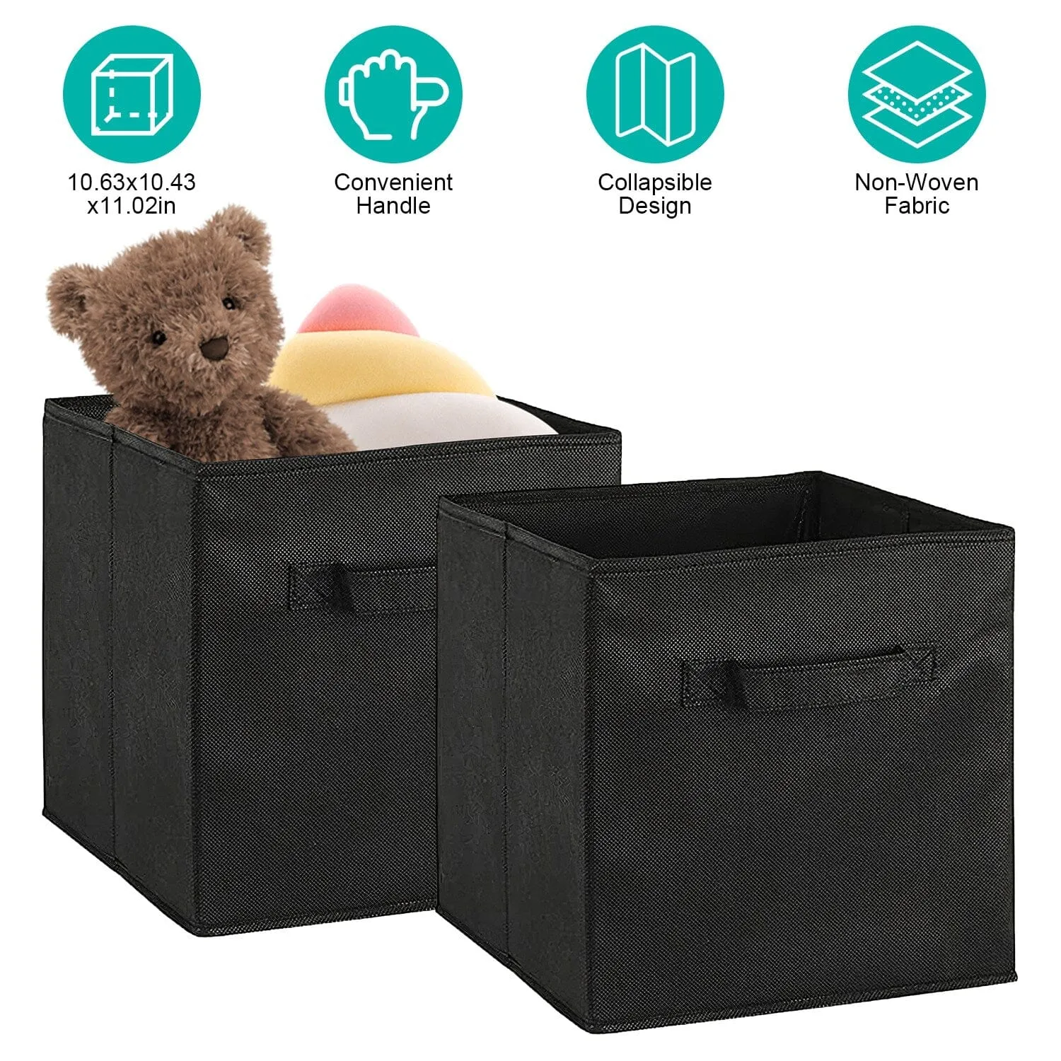 2-Piece Set: Storage Bin Non-Woven Fabric Cube Organizer