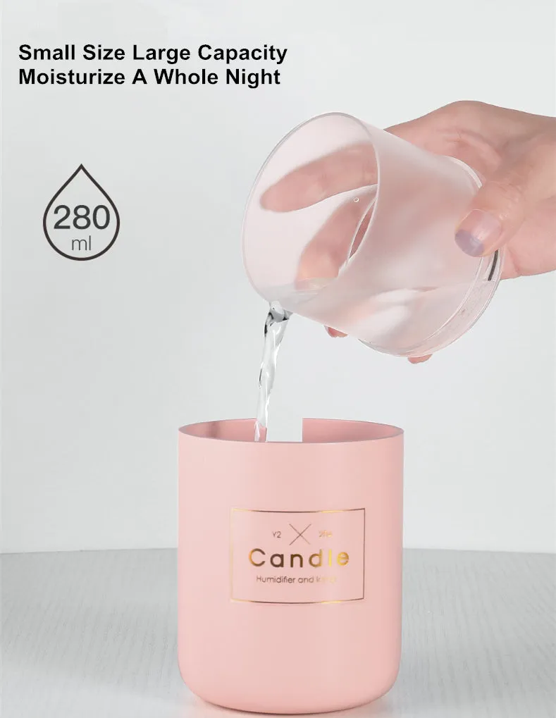 280ML Air Humidifier LED Candle Ultrasonic Cool