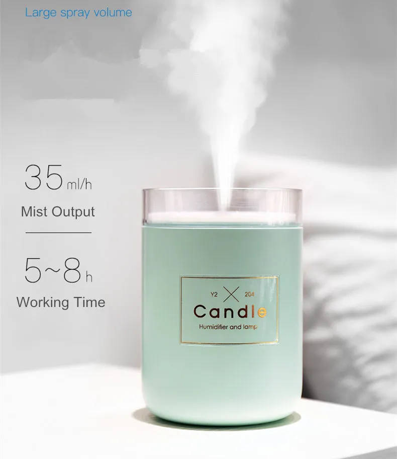 280ML Air Humidifier LED Candle Ultrasonic Cool