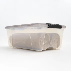 3 Gallon Stack & Pull Clear storage Box, Lid Gray, pack of 8