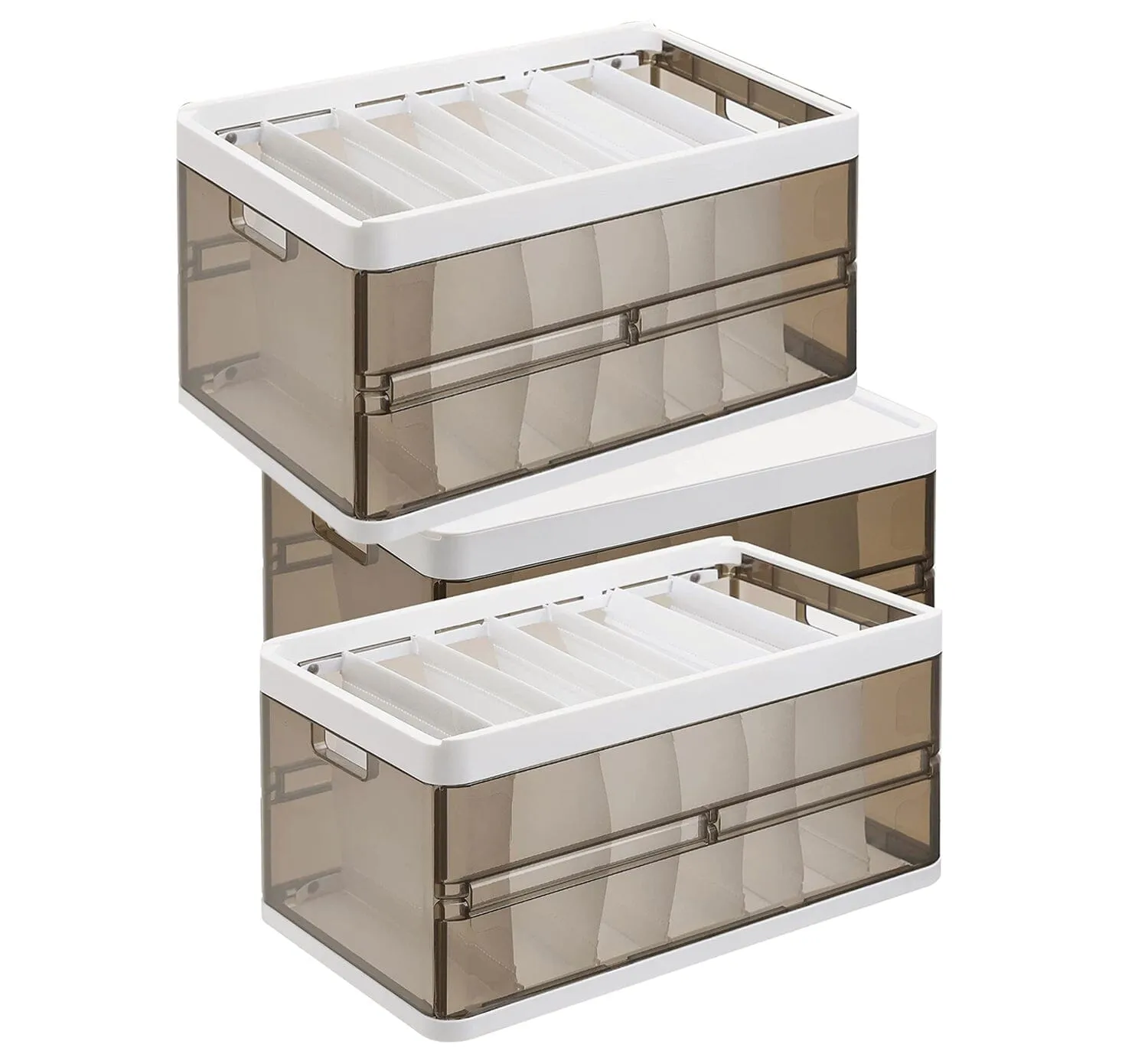 3-Pack: Foldable Storage Bin with Lid Stackable Plastic Closet Organizer