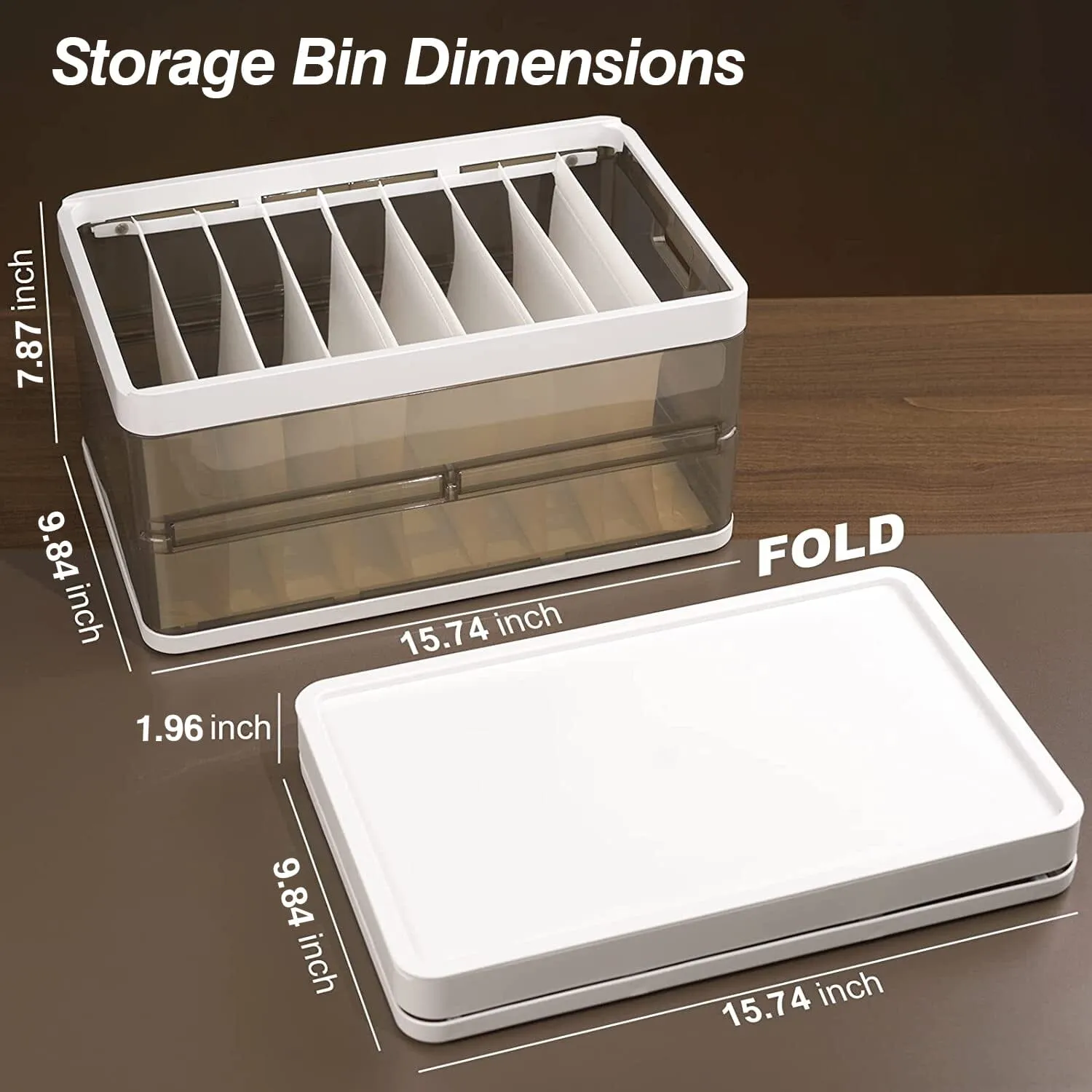 3-Pack: Foldable Storage Bin with Lid Stackable Plastic Closet Organizer