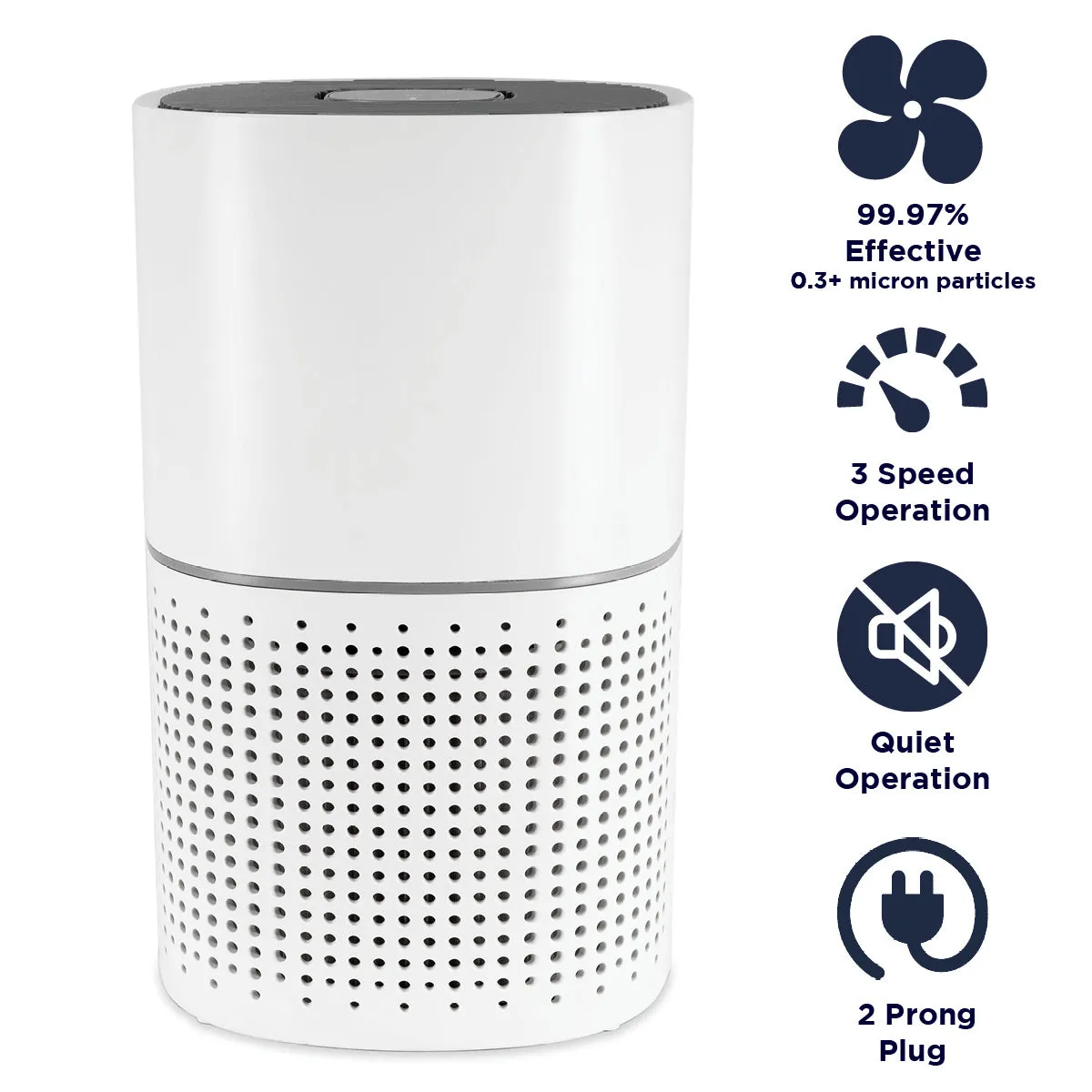 3 Stage Filtration HEPA Desktop Air Purifier in White