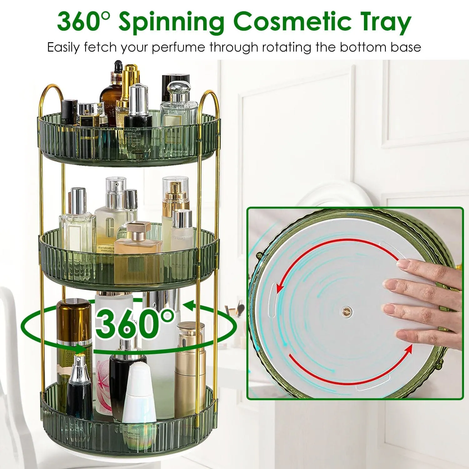 3-Tier 360¬∞ Spinning Rotating Makeup Organizer