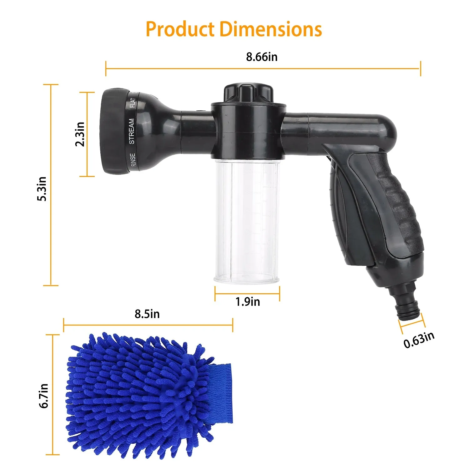 8-in-1 Foam Garden Hose Nozzle Soap Sprayer