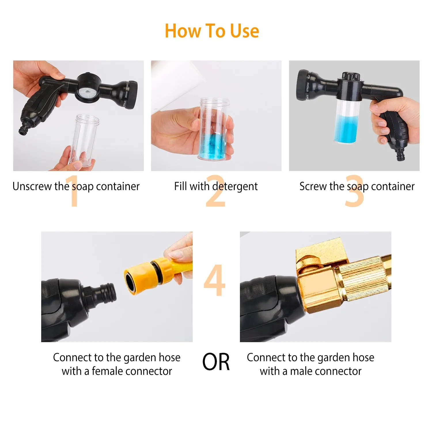 8-in-1 Foam Garden Hose Nozzle Soap Sprayer