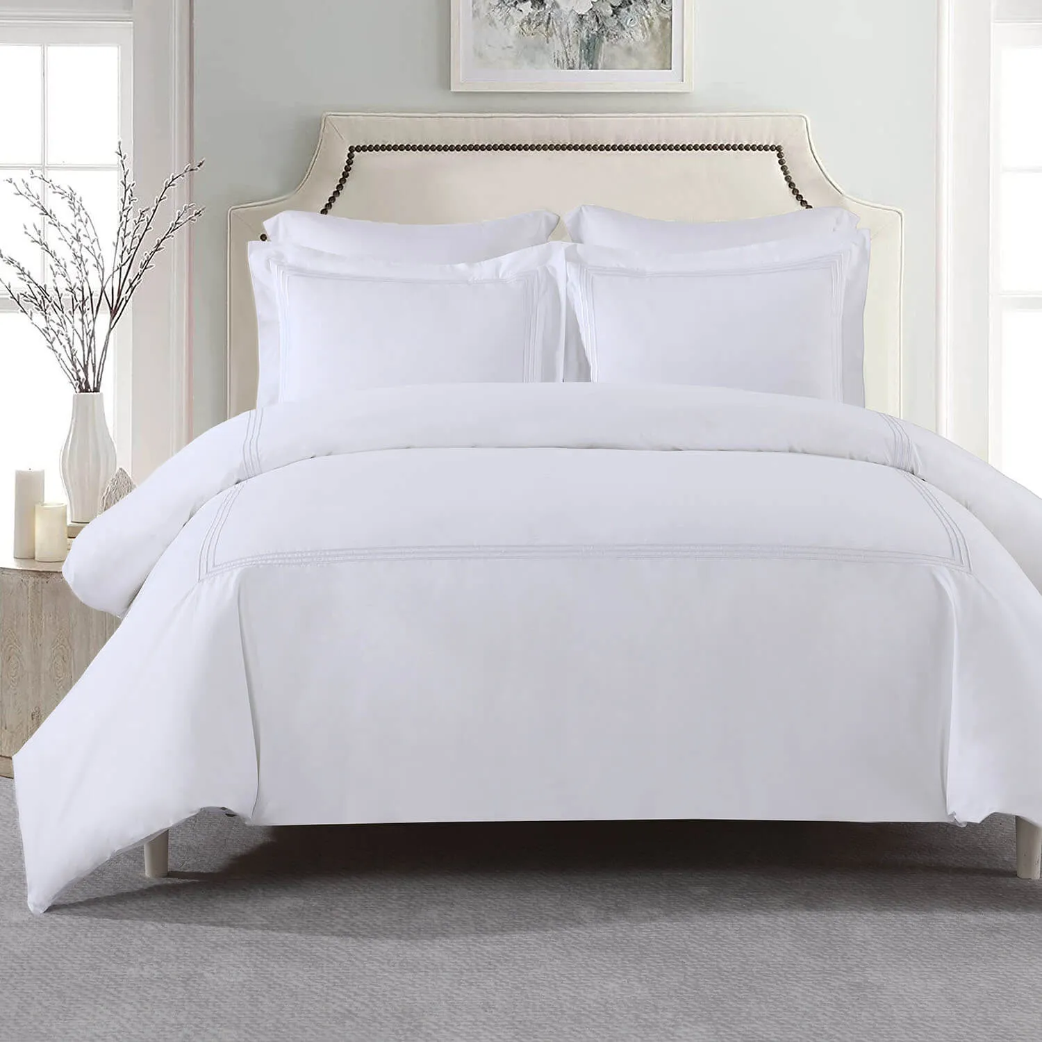 Adeline Percale Embroidered Duvet Cover Set - 100% Cotton