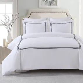 Adeline Percale Embroidered Duvet Cover Set - 100% Cotton