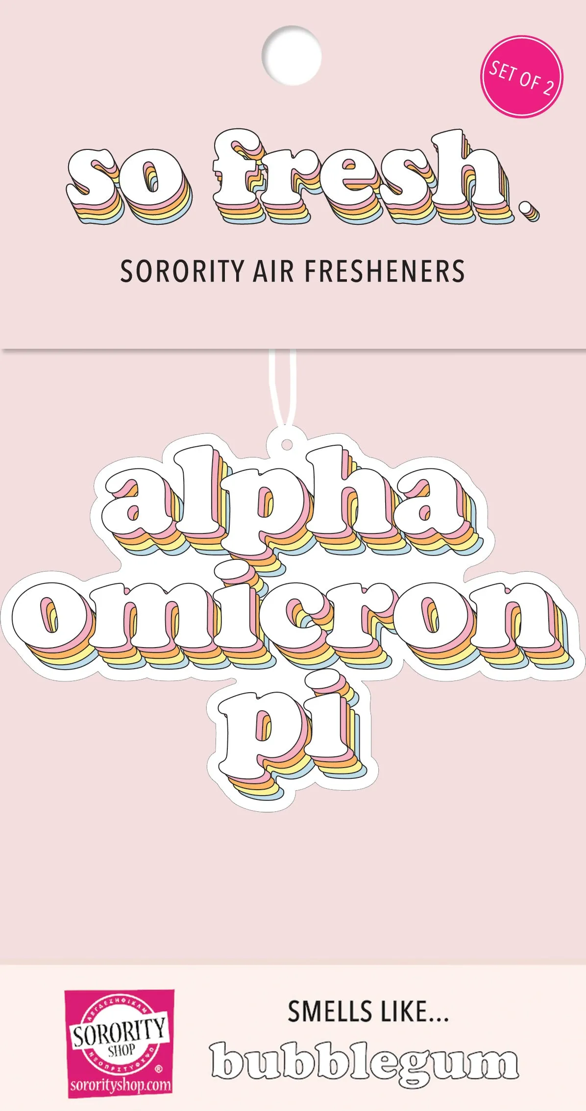 Alpha Omicron Pi - Retro Air Freshener - Bubblegum Scented