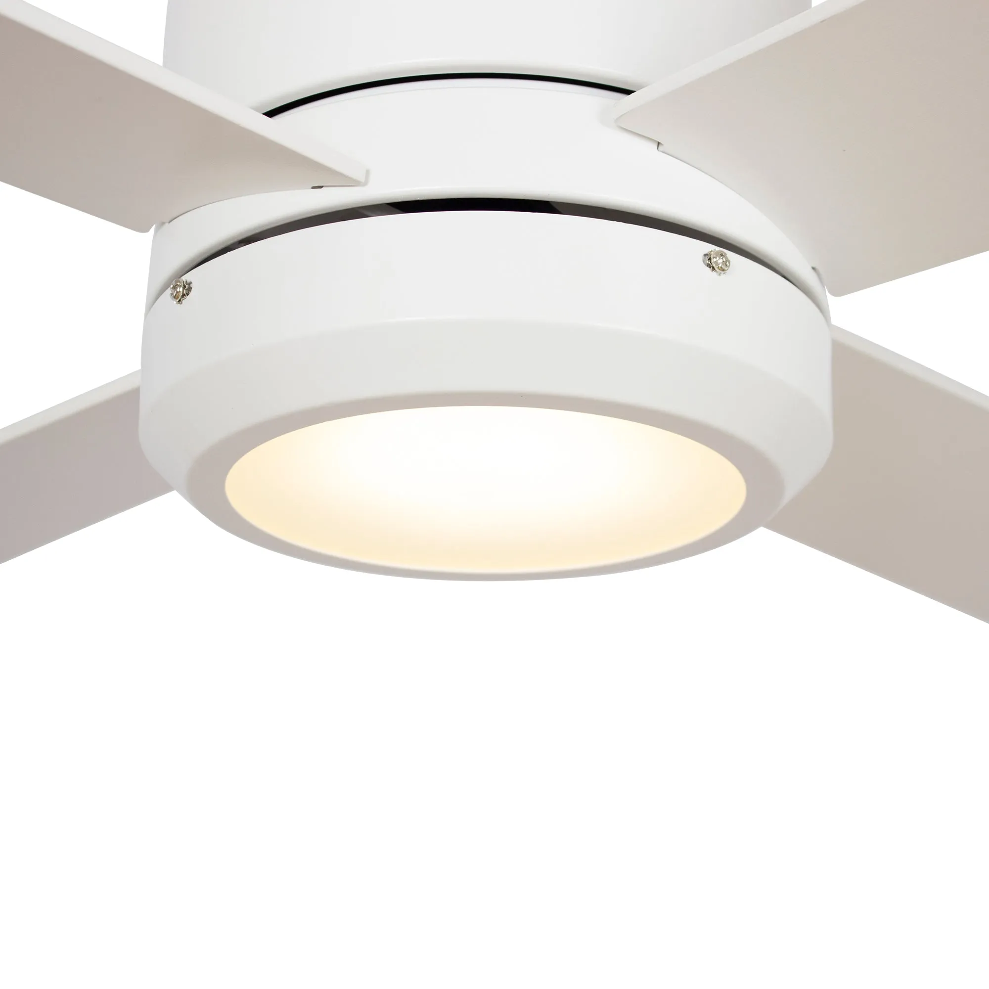 ARLINGTON 52 inch 4-Blade Flush Mount Smart Ceiling Fan with LED Light Kit & Wall Switch - White/White