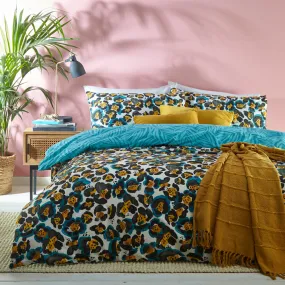 Ayanna Leopard Print Duvet Cover Set Teal