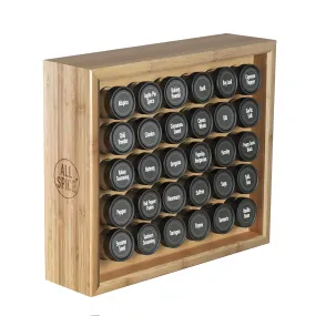 Bamboo Wooden Spice Rack Jars