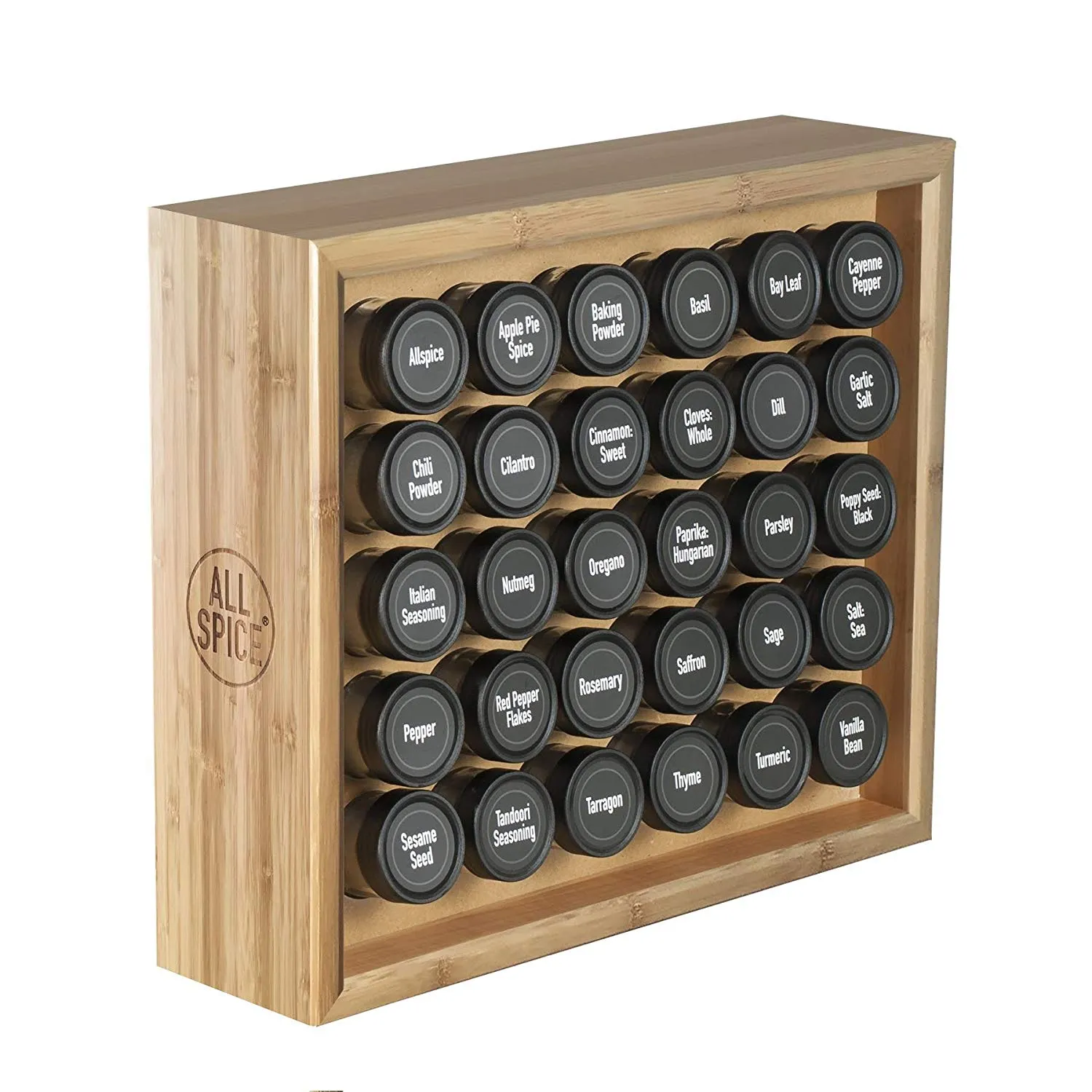 Bamboo Wooden Spice Rack Jars