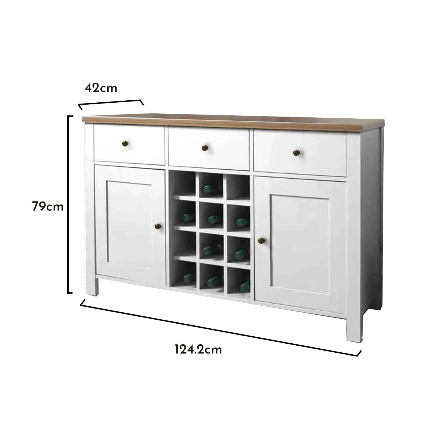 Bampton Sideboard with Wine Rack - Alabaster White