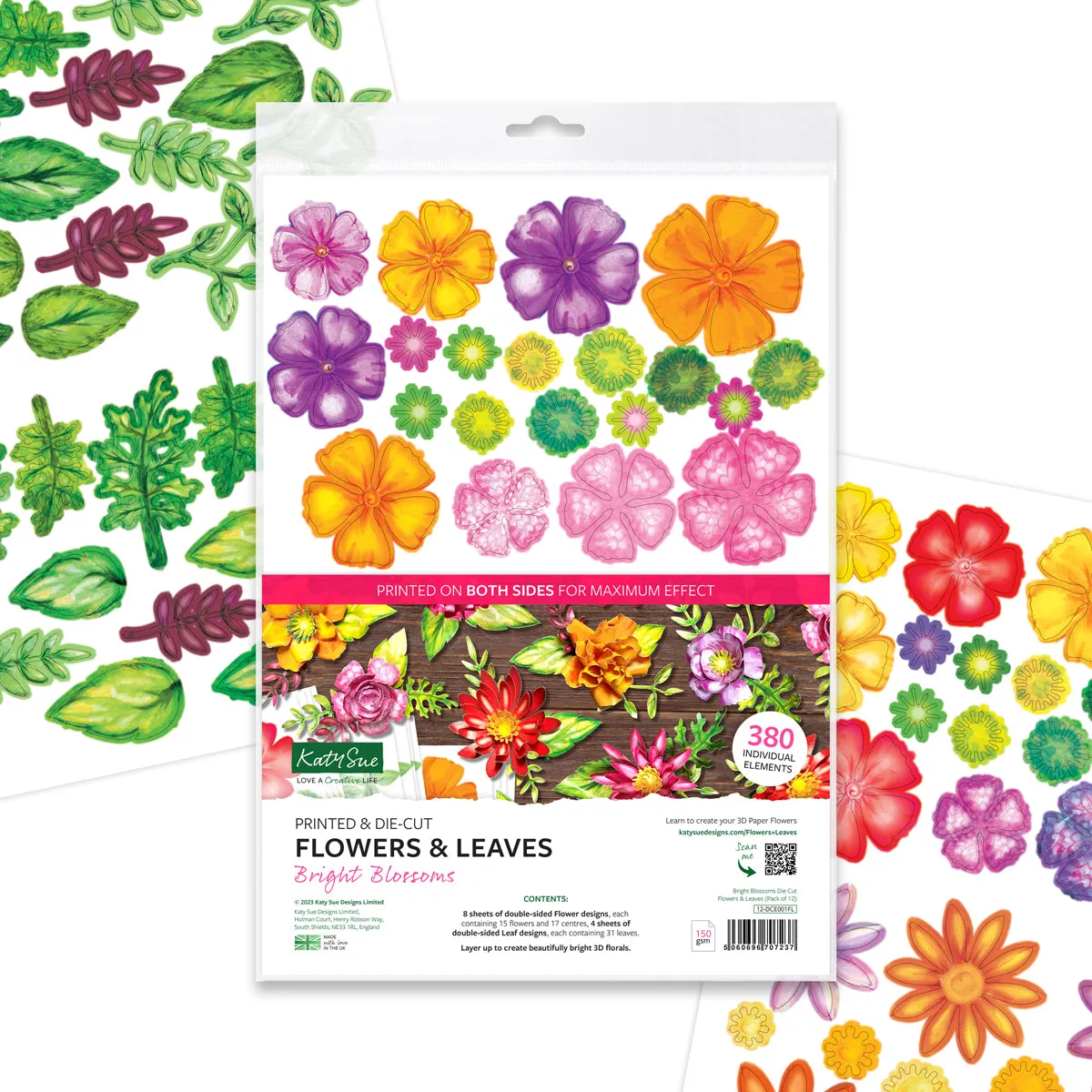 Bright Blossoms Die Cut Flowers & Leaves, 12 sheets