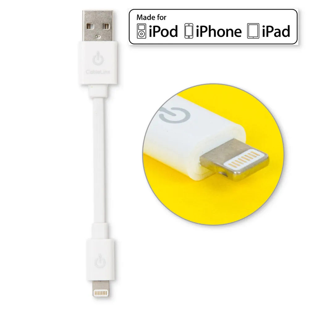 CableLinx 4″ Apple Certified MFi Lightning to USB-A Flat Cable