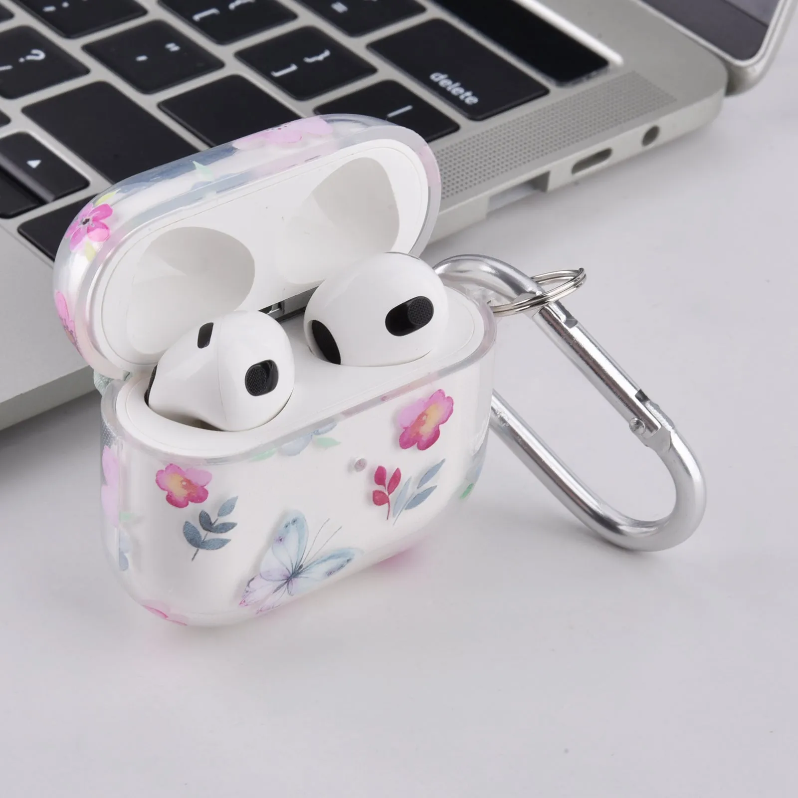 Case for Apple AirPods 3 Generation 3rd with Keychain- Butterfly Design