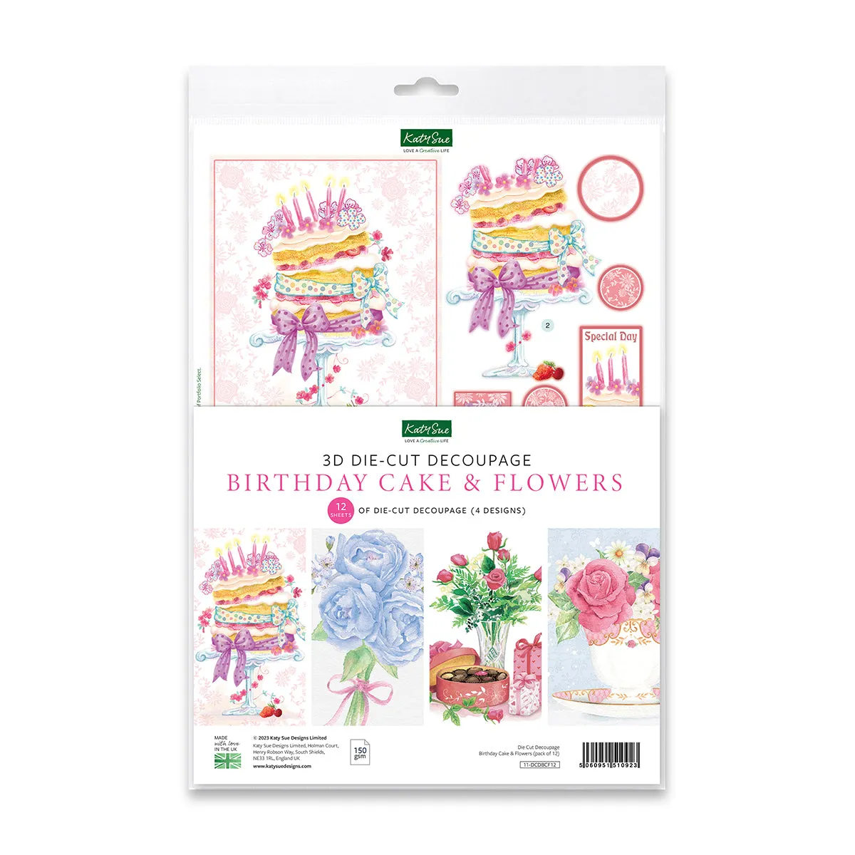 Die Cut Decoupage – Birthday Cake and Flowers (pack of 12)