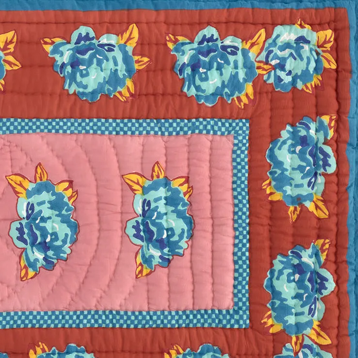 Double Peonia Rust Old Pink Junior Quilt