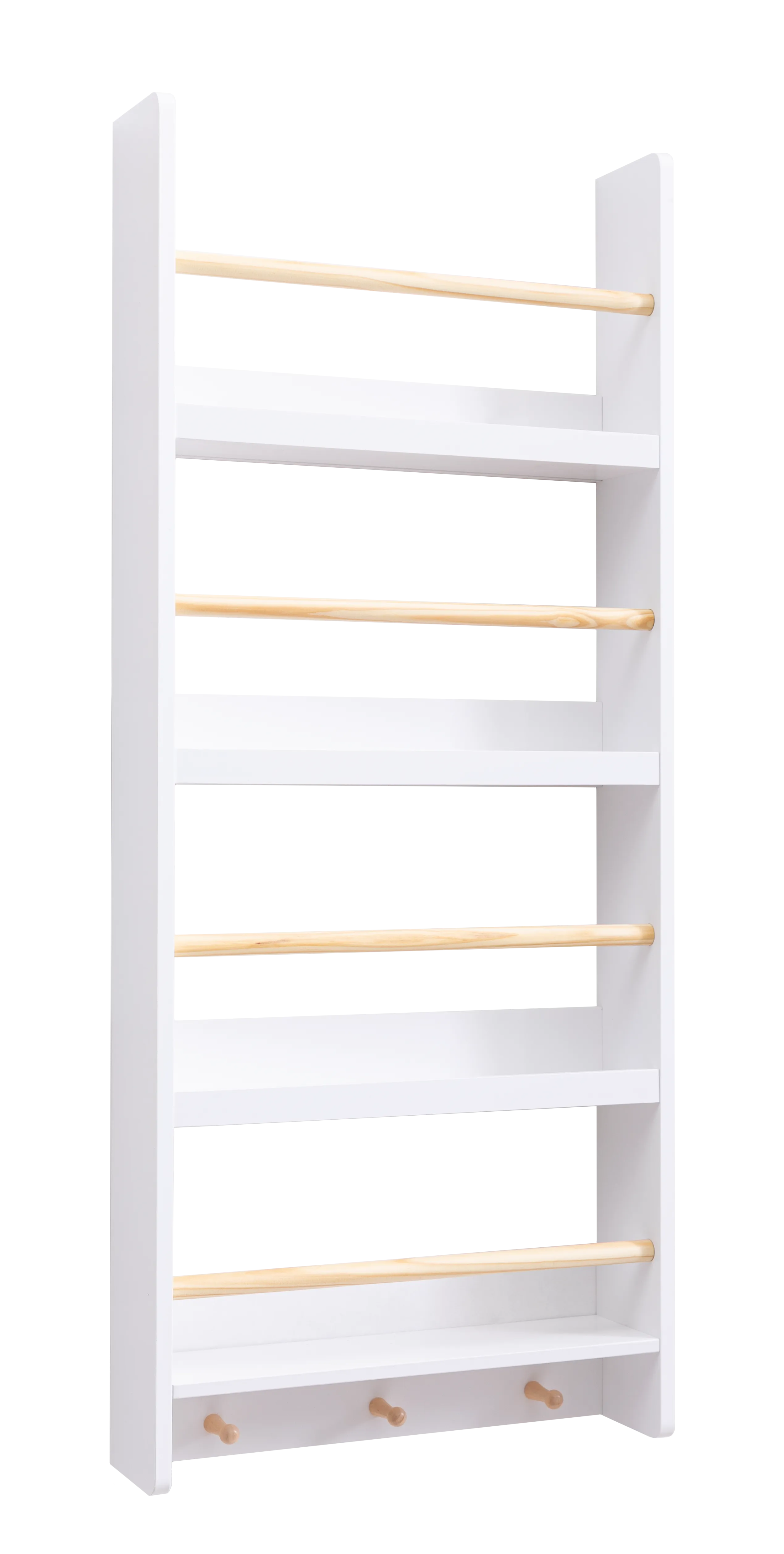 Elene Display 3 Tier Shelf Bookcase Wall Mounted & Coathook