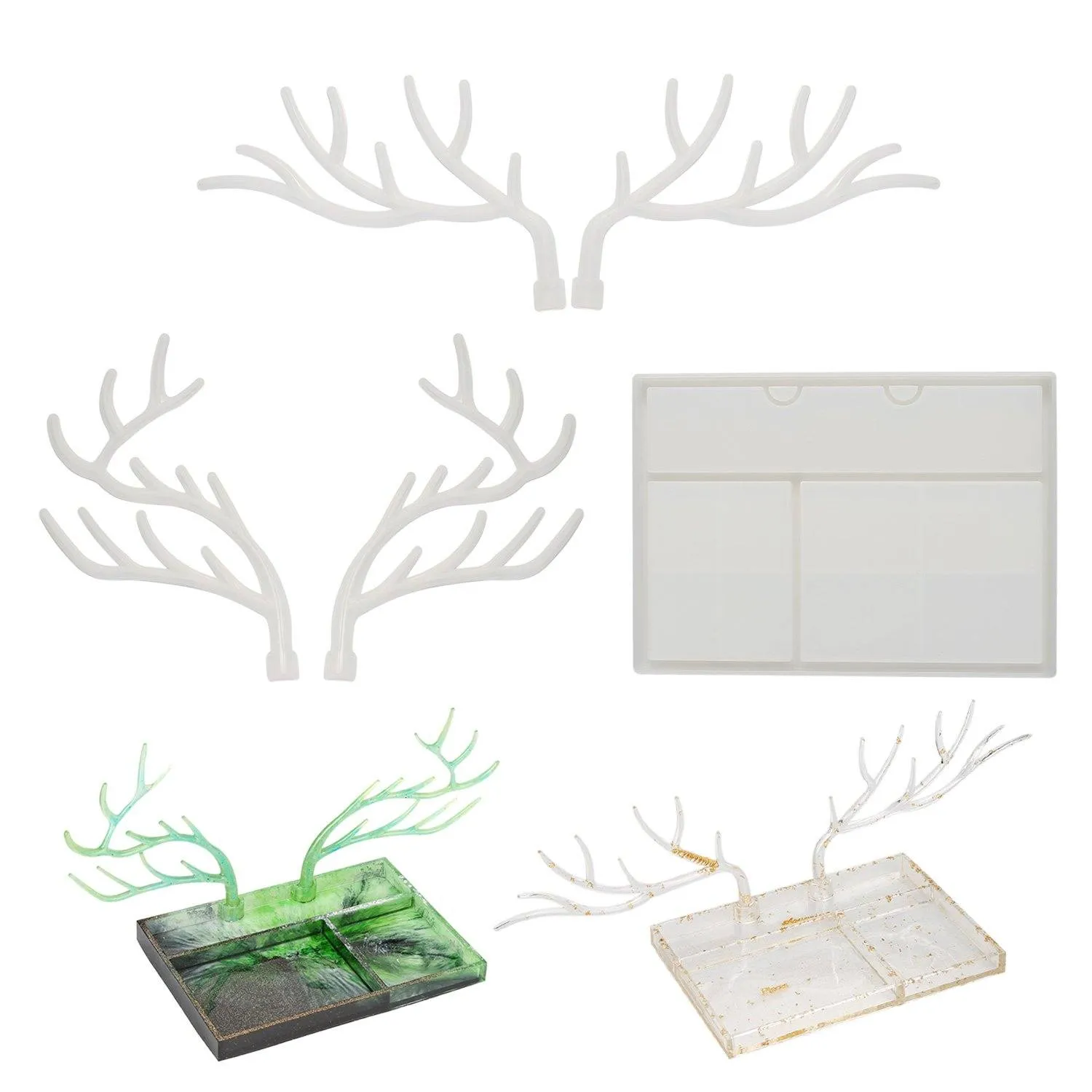 Epoxy Resin Silicone Molds Antlers Tree Branch Tray Jewelry Displayed Organizer