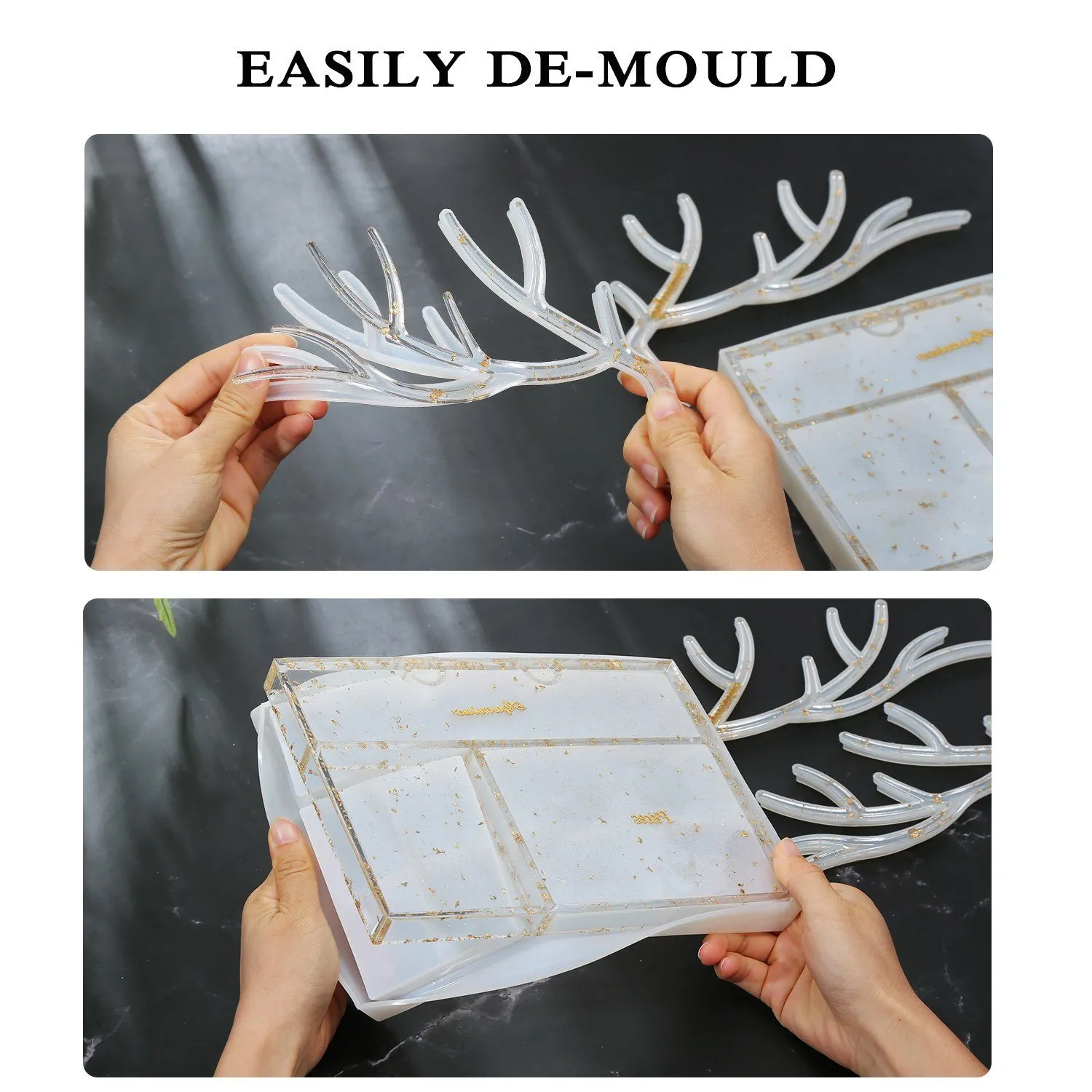 Epoxy Resin Silicone Molds Antlers Tree Branch Tray Jewelry Displayed Organizer