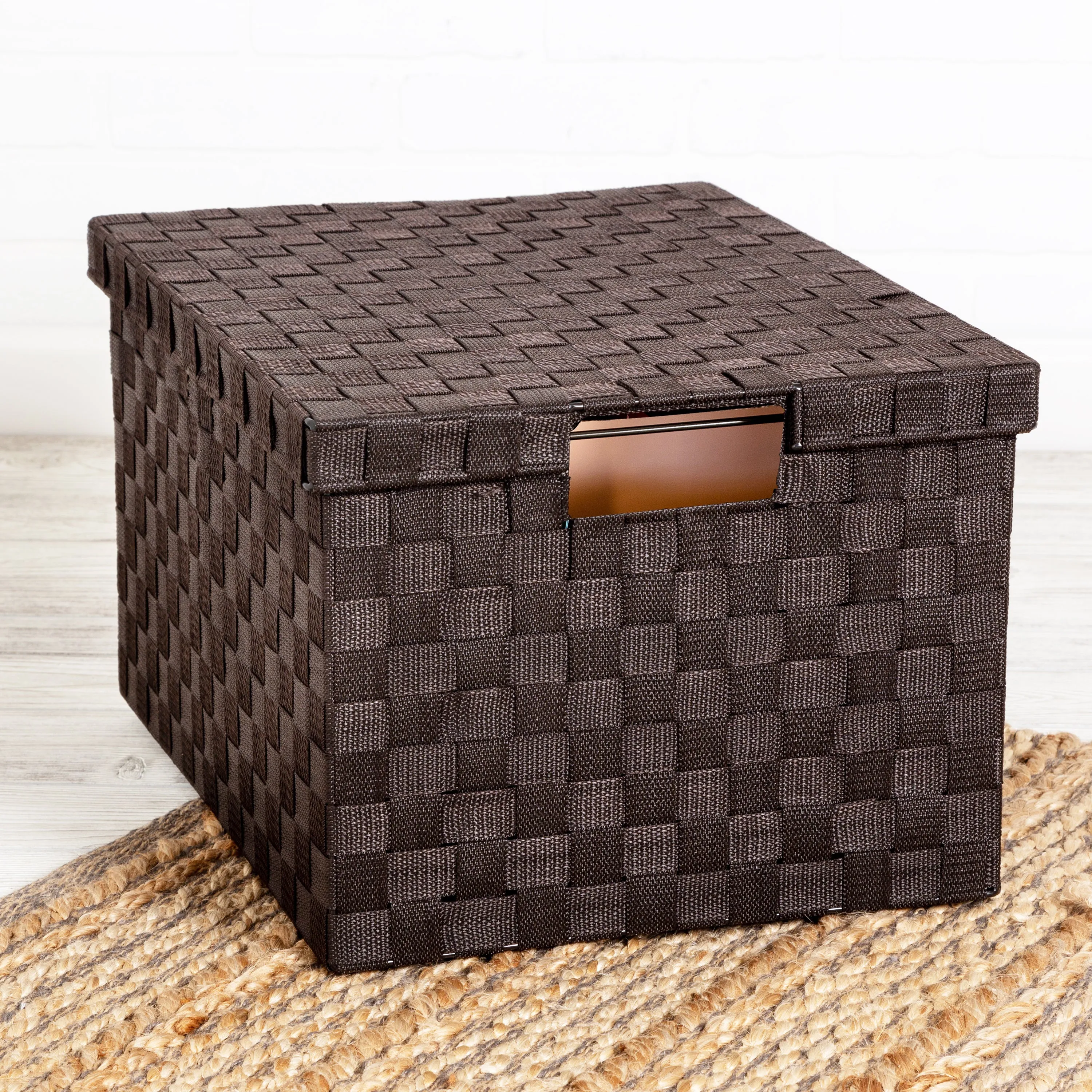 Espresso Woven Large File Storage Box