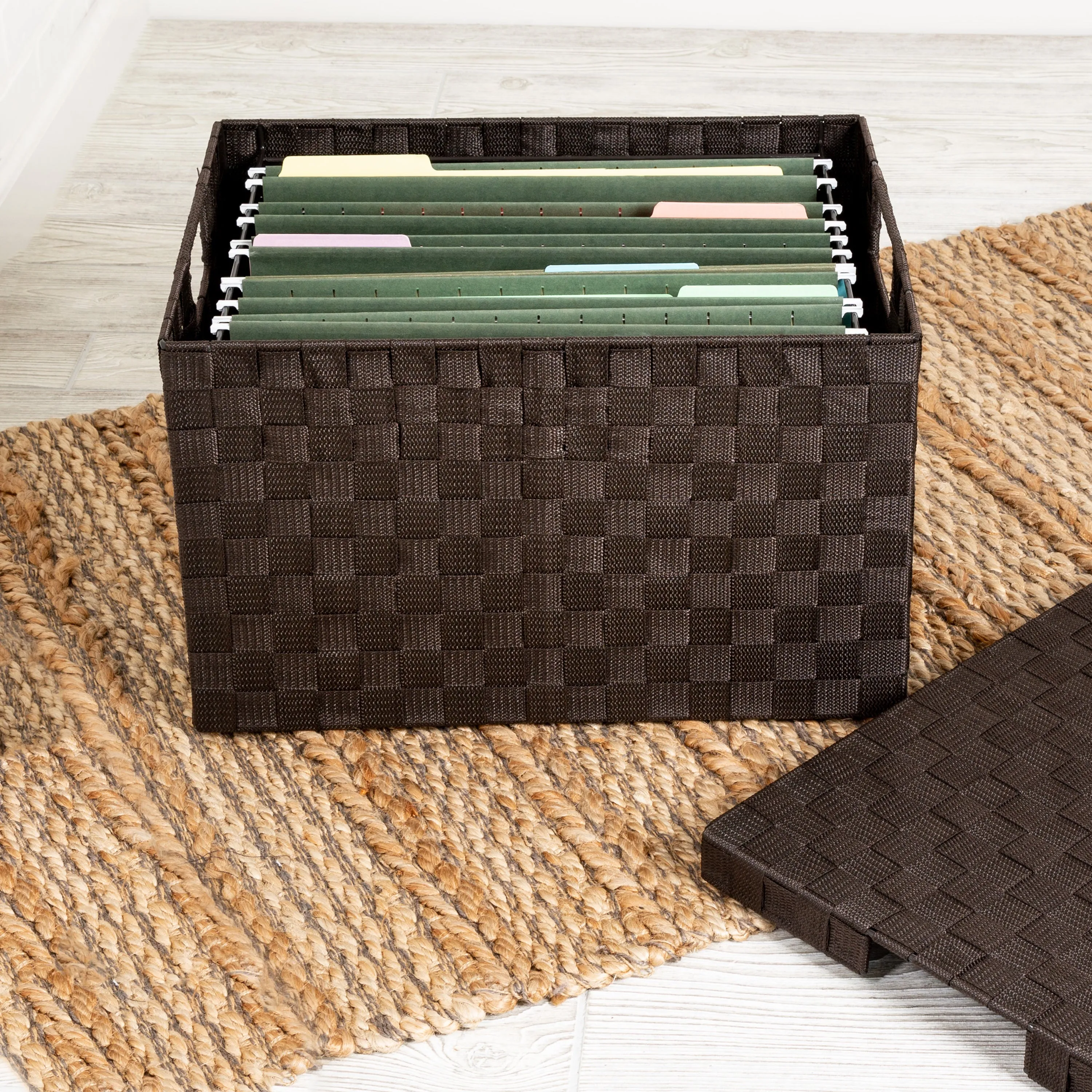 Espresso Woven Large File Storage Box