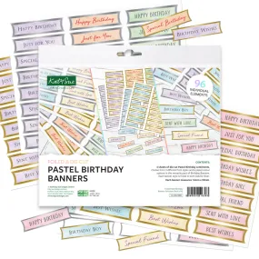 Foiled Pastel Birthday Banners Selection, Pack of 4