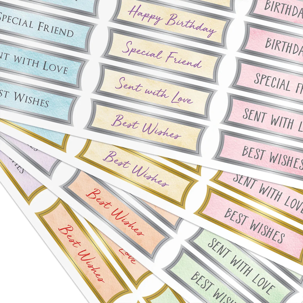 Foiled Pastel Birthday Banners Selection, Pack of 4