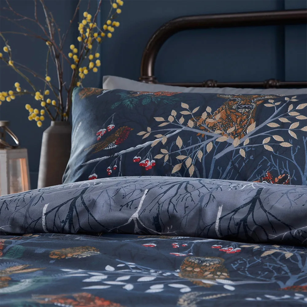 Forest Fauna Woodland Duvet Cover Set Navy