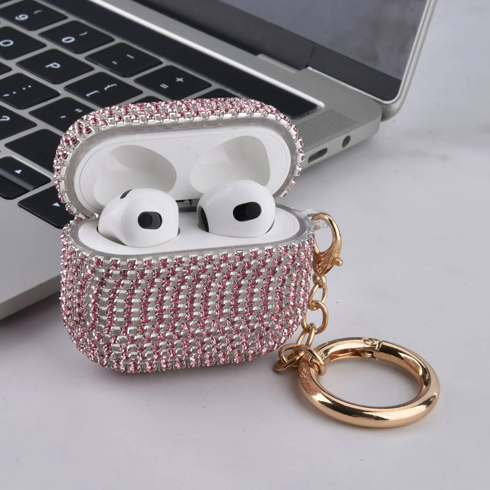 Full Bling Rhinestone Case for Apple AirPods 3 Generation 3rd with Keychain