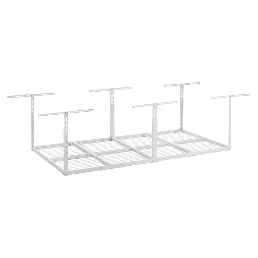 GearLoft 48 in. W x 23 in. - 37 in. H x 96 in. L Overhead Garage Storage Rack in Hammered White