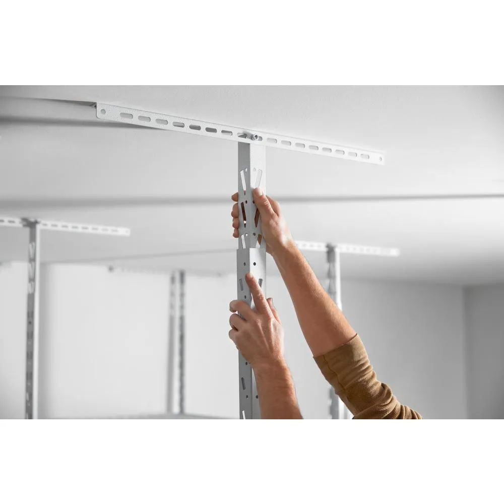 GearLoft 48 in. W x 23 in. - 37 in. H x 96 in. L Overhead Garage Storage Rack in Hammered White