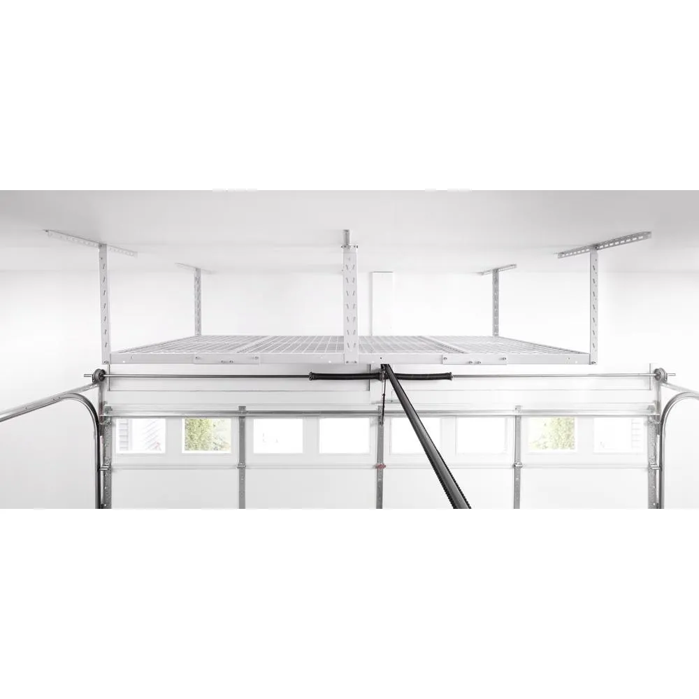 GearLoft 48 in. W x 23 in. - 37 in. H x 96 in. L Overhead Garage Storage Rack in Hammered White