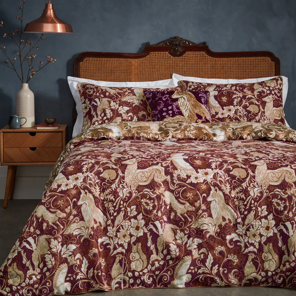 Harewood British Animal 100% Cotton Duvet Cover Set Ruby