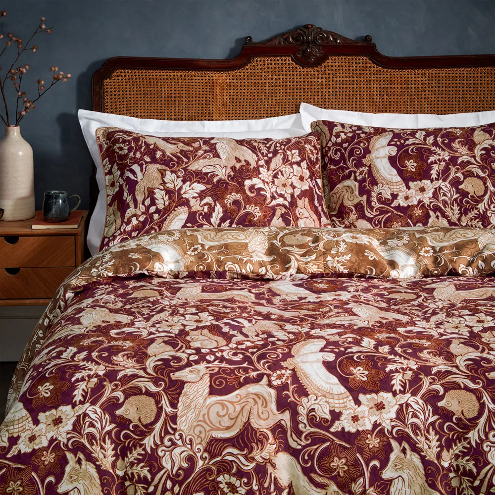 Harewood British Animal 100% Cotton Duvet Cover Set Ruby