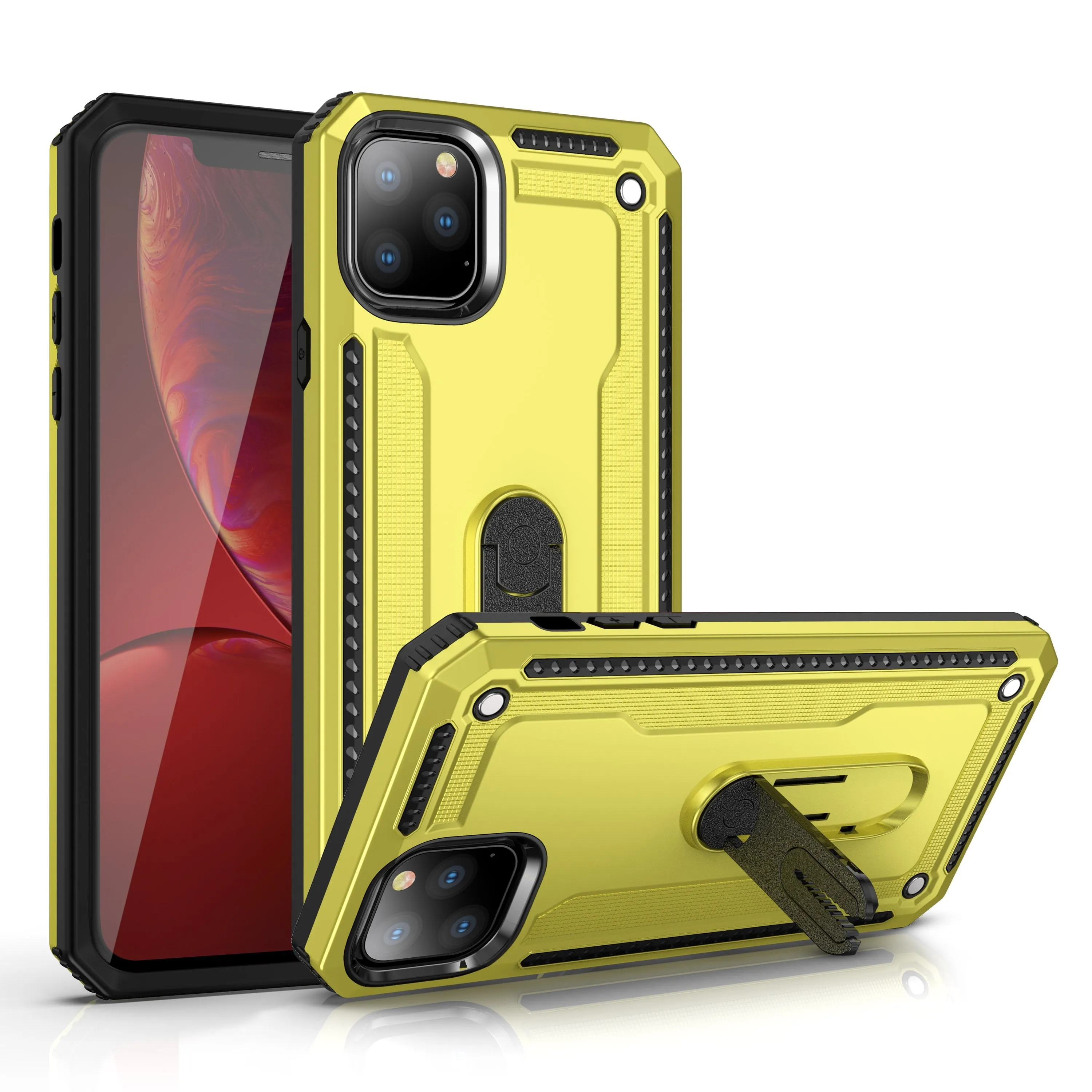 iPhone 11 Pro Layered Protective Case with Air Vent Holder and Kickstand