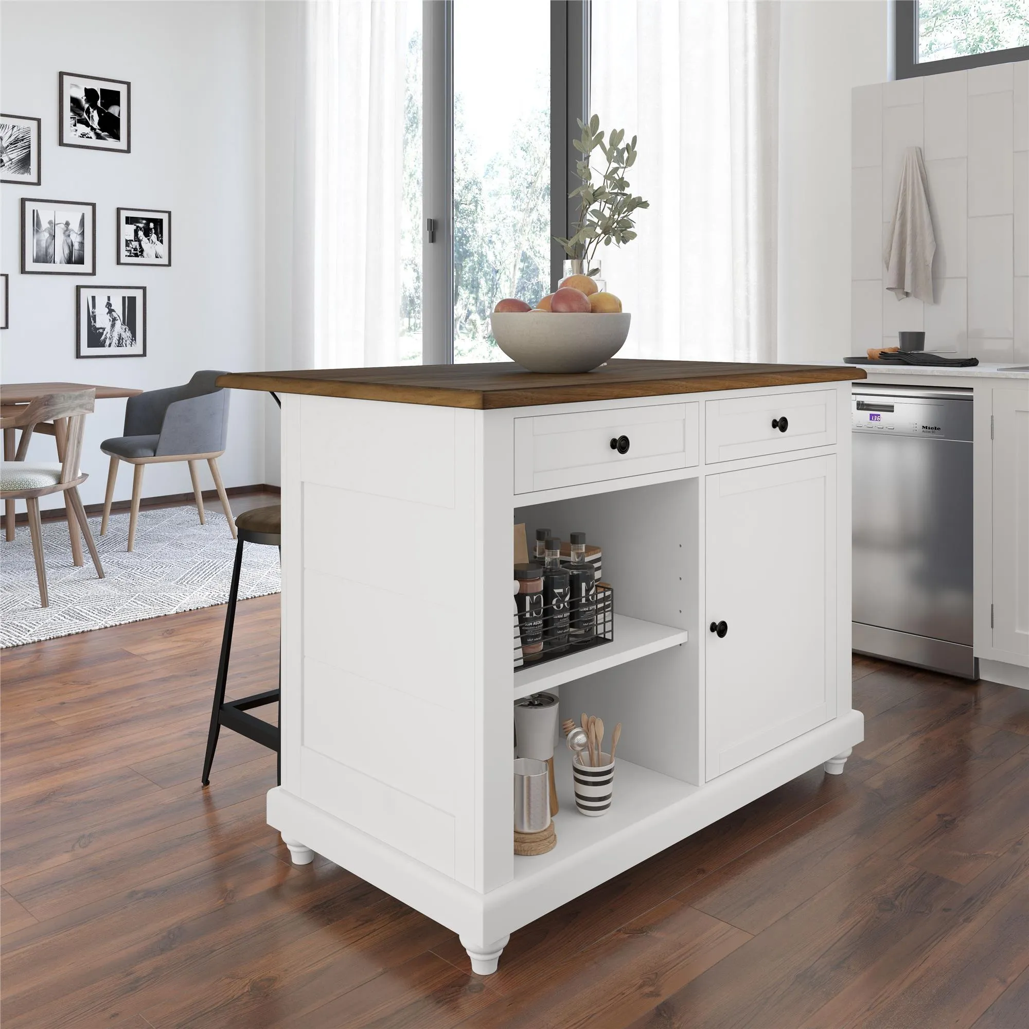 Kelsey Kitchen Island with 2 Stools