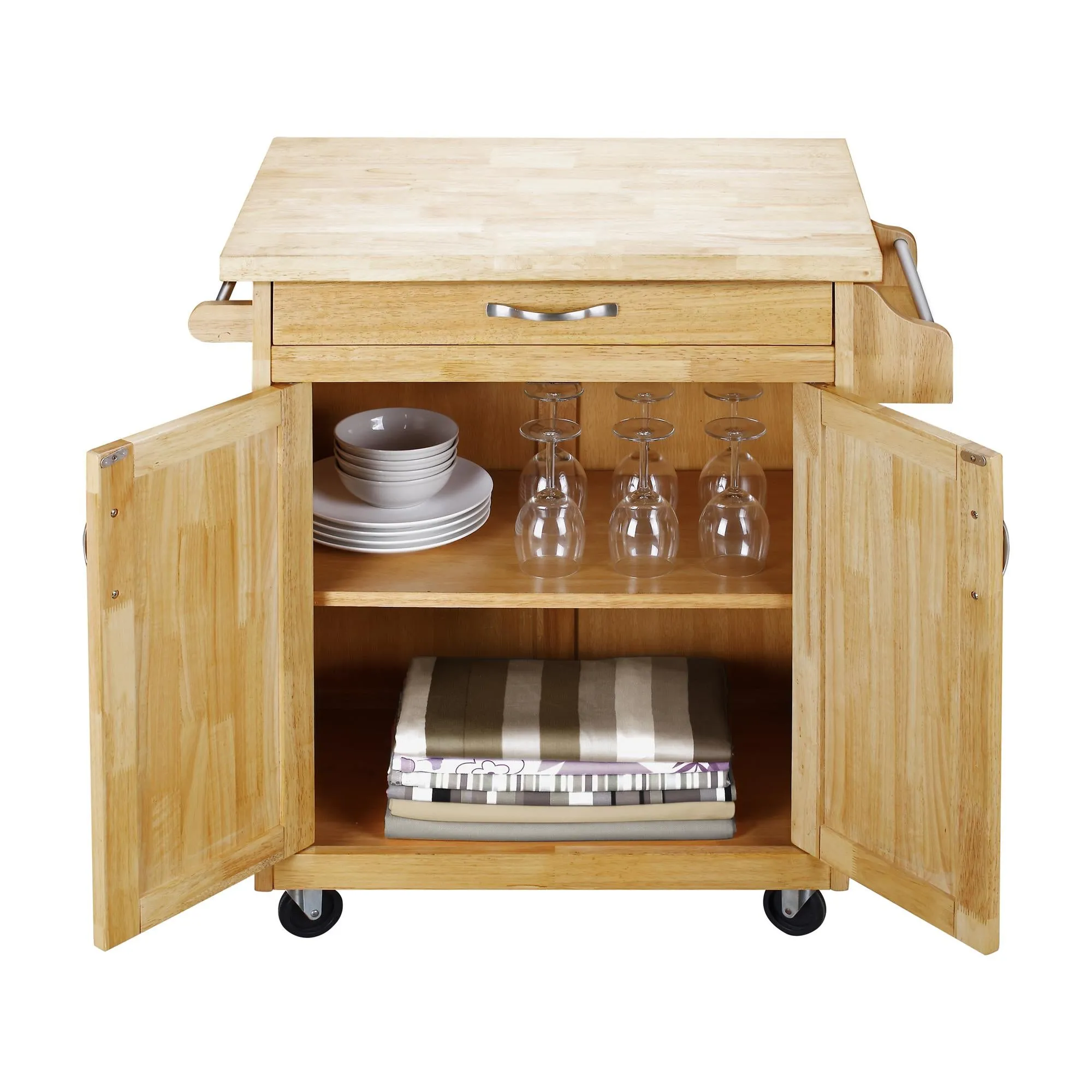 Kitchen Island Cart with Drawer & Storage Shelves